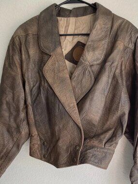 Vintage Jess Genuine Brown Leather Bomber Jacket Brown Mexico Made Women’s Sz M